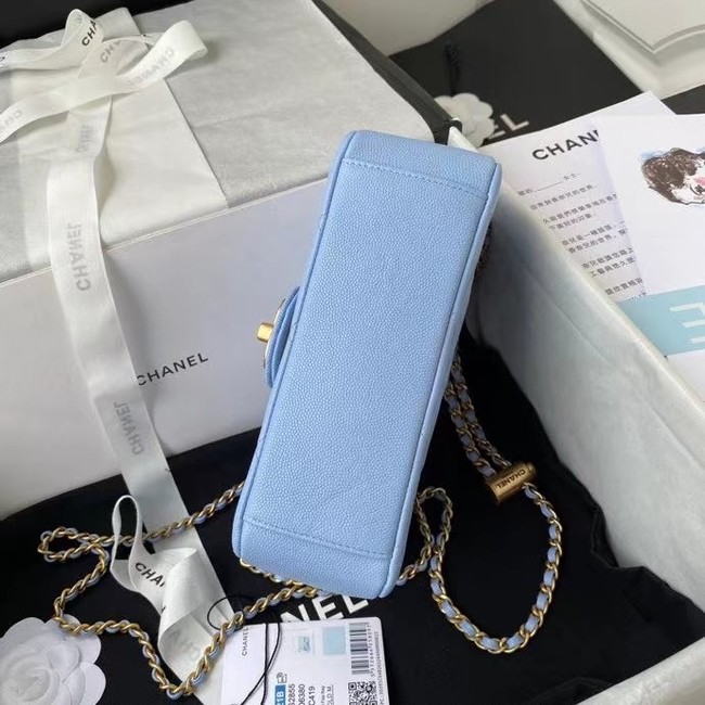 Chanel Flap Shoulder Bag Original leather AS2855 sky blue