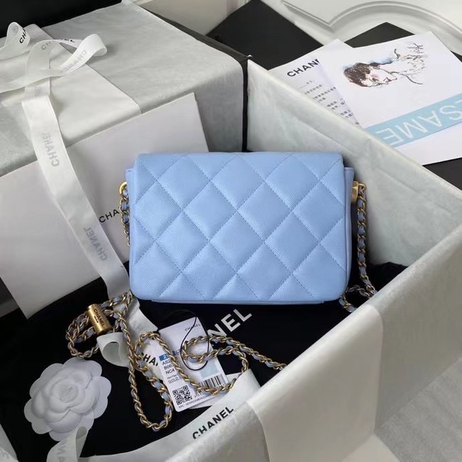 Chanel Flap Shoulder Bag Original leather AS2855 sky blue