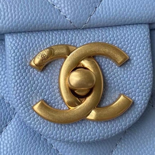 Chanel Flap Shoulder Bag Original leather AS2855 sky blue
