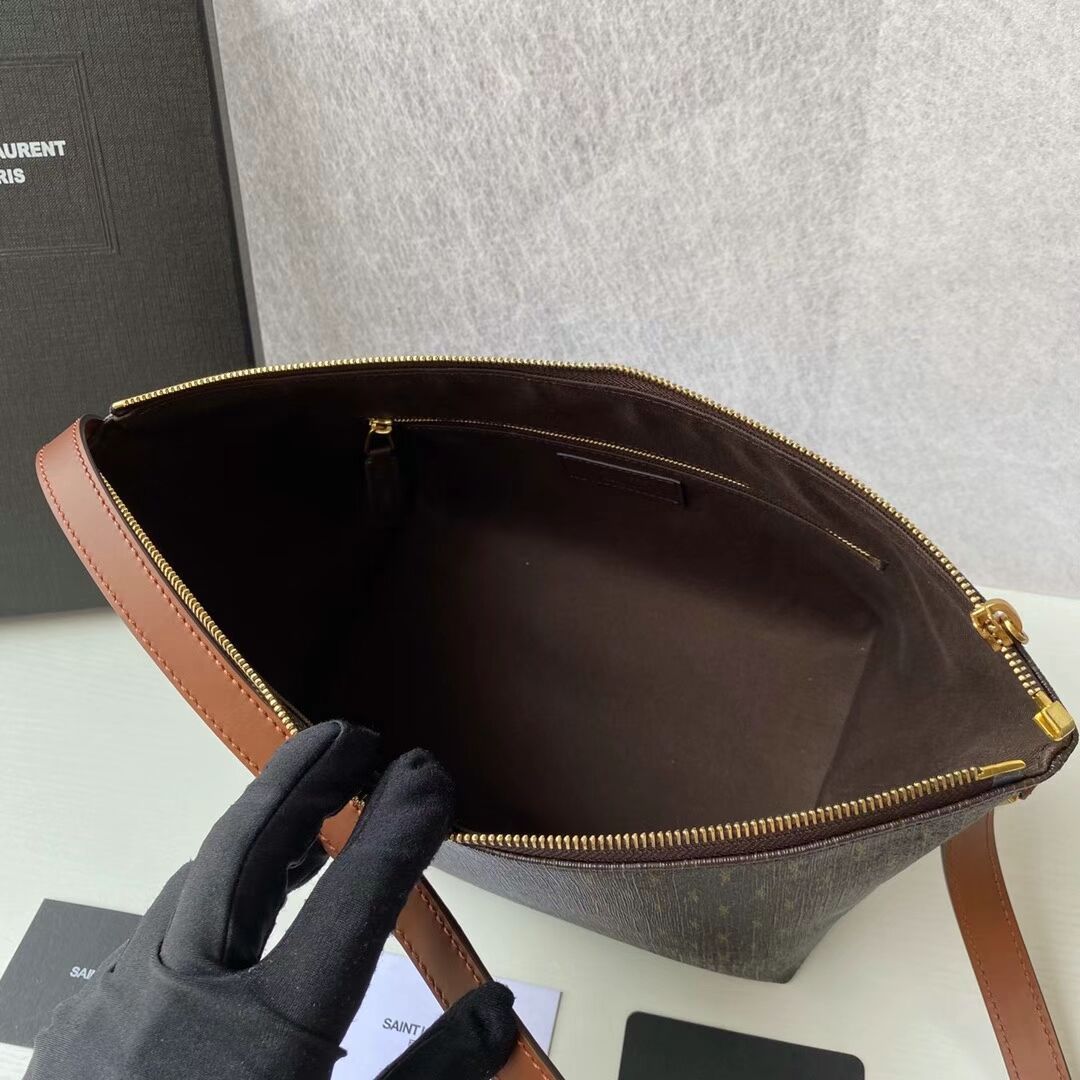 Yves Saint Laurent Canvas Shoulder Bag Y687490 brown