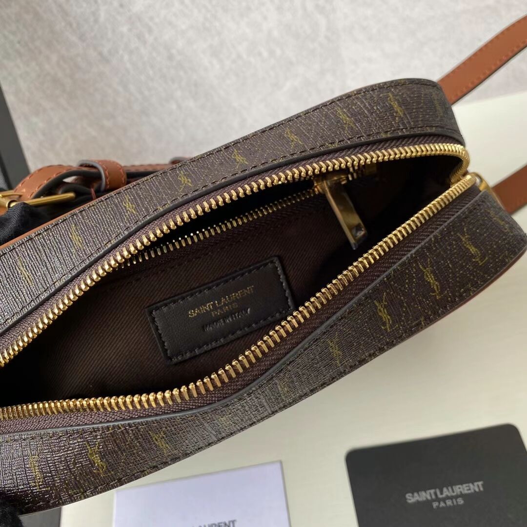 Yves Saint Laurent Canvas Shoulder Bag Y689957 brown