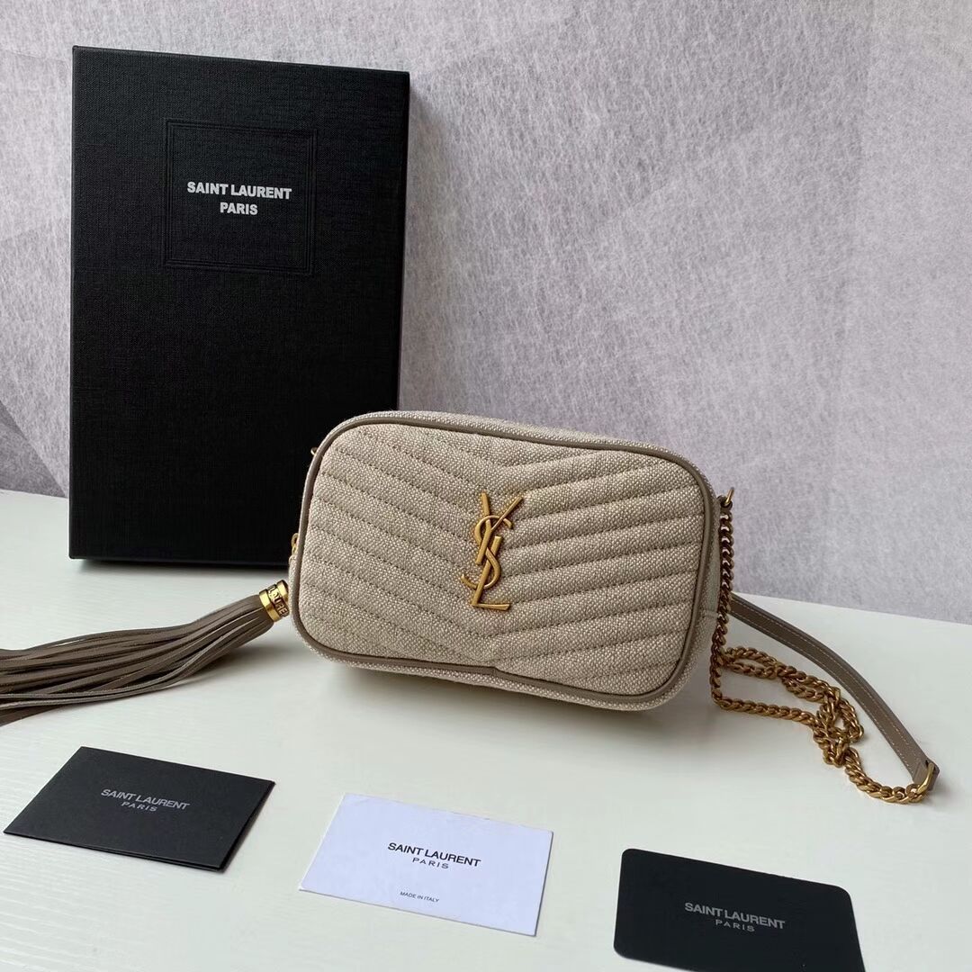 Yves Saint Laurent MINI IN QUILTED Y LINEN Y681158 grey