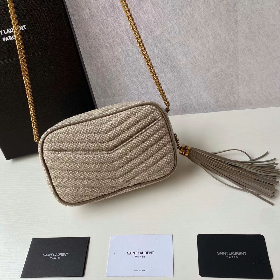 Yves Saint Laurent MINI IN QUILTED Y LINEN Y681158 grey