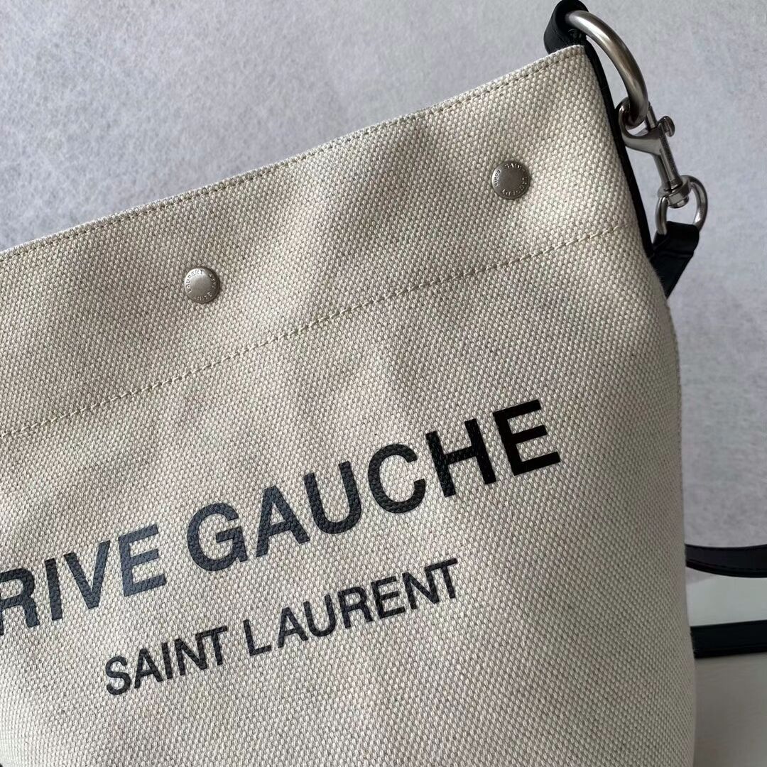 Yves Saint Laurent Tote Book LINEN Shopping Bag Y689299 black