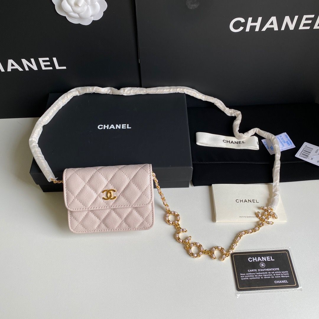 Chanel WOC Belt Bag Original Caviar Leather 2306 Light Pink