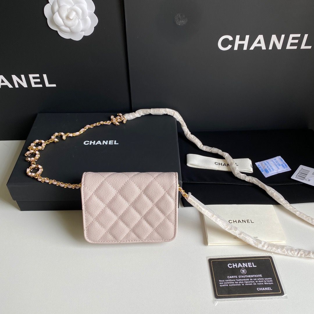 Chanel WOC Belt Bag Original Caviar Leather 2306 Light Pink