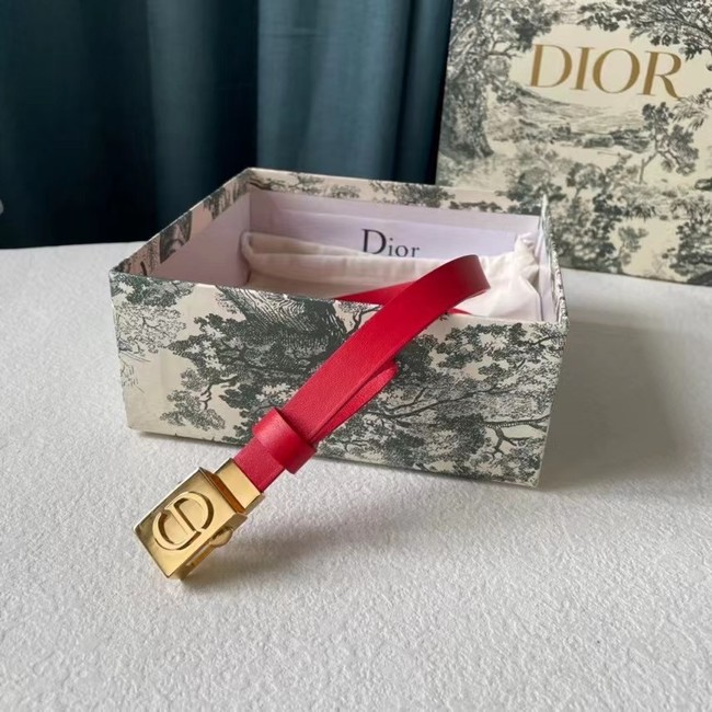 DIOR Leather 17MM Belt B0118UM red gold Buckle