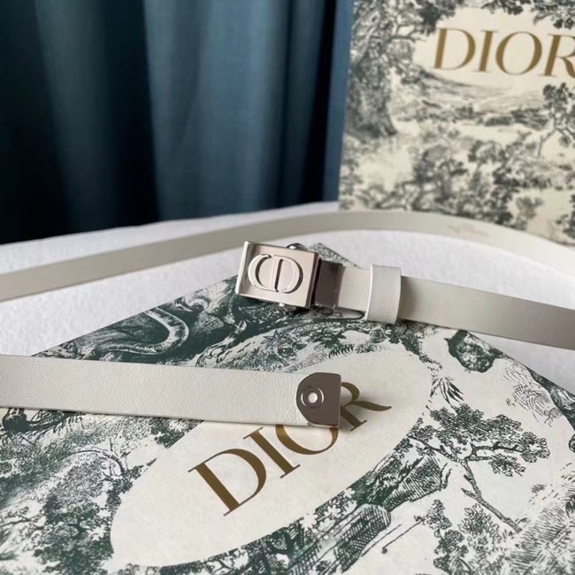 DIOR Leather 17MM Belt B0118UM white Silver Buckle