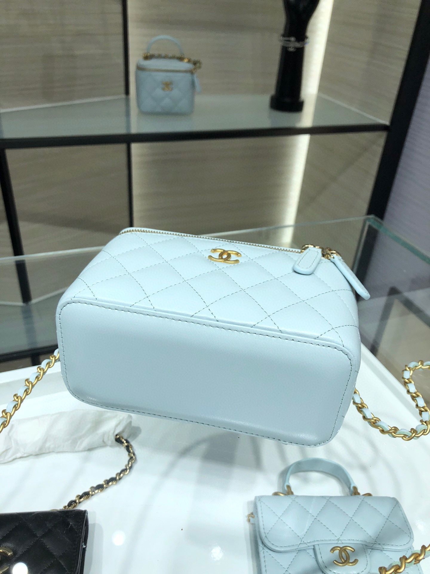 Chanel Original Small classic chain box handbag AP2199 Light Blue