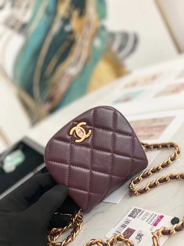 Chanel mini Flap Shoulder Bag Original leather AP2344 Wine