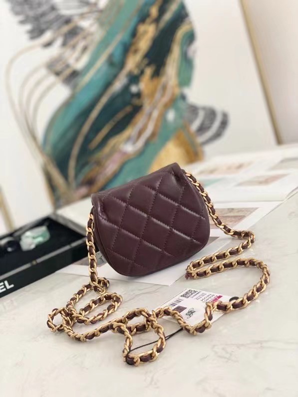 Chanel mini Flap Shoulder Bag Original leather AP2344 Wine