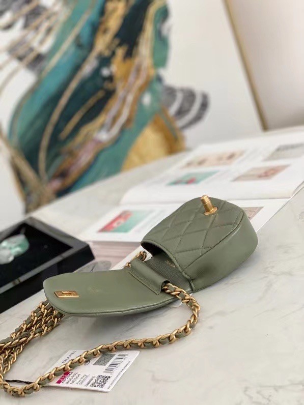 Chanel mini Flap Shoulder Bag Original leather AP2344 green