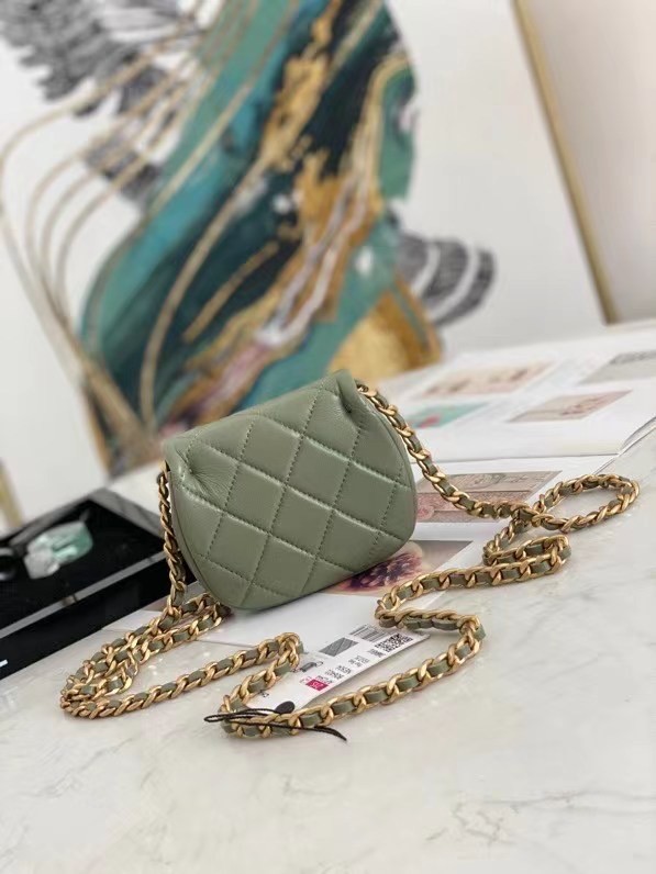 Chanel mini Flap Shoulder Bag Original leather AP2344 green