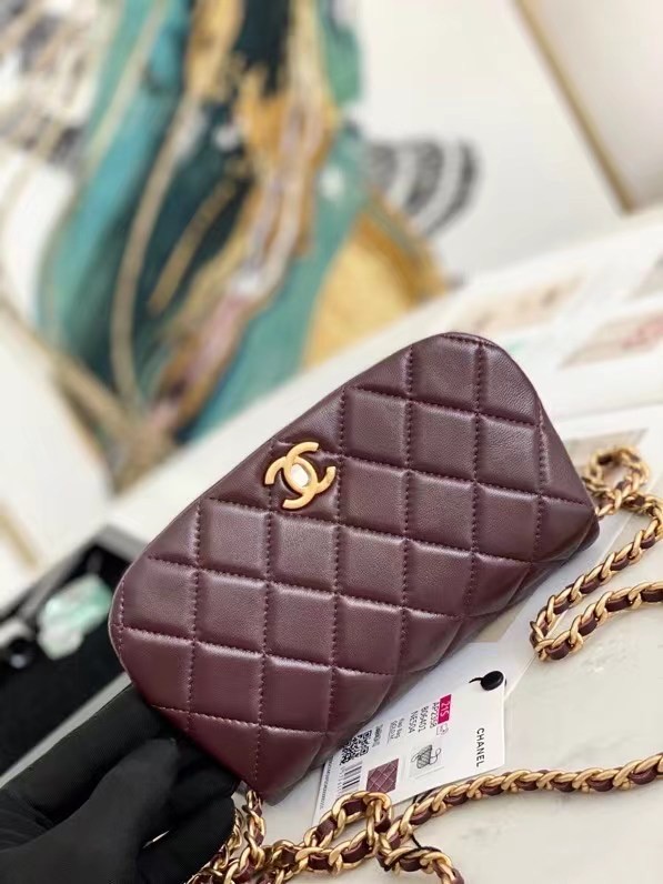 Chanel Small Flap Shoulder Bag Original leather AP2358 Wine