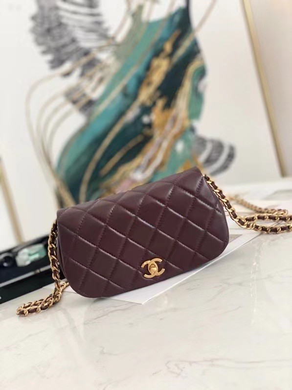 Chanel Small Flap Shoulder Bag Original leather AP2358 Wine