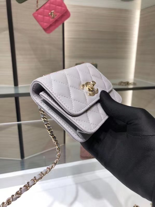 Chanel mini Flap Shoulder Bag Original leather AP2301 grey