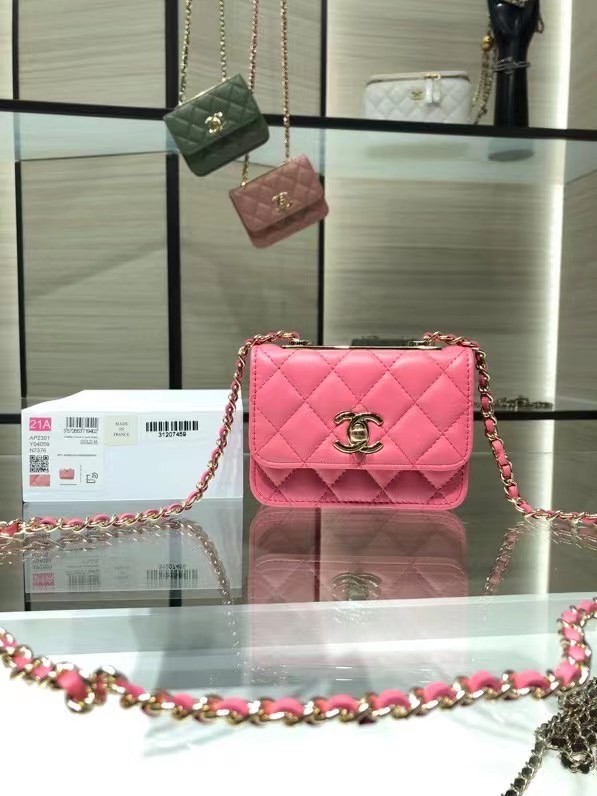 Chanel mini Flap Shoulder Bag Original leather AP2301 rose