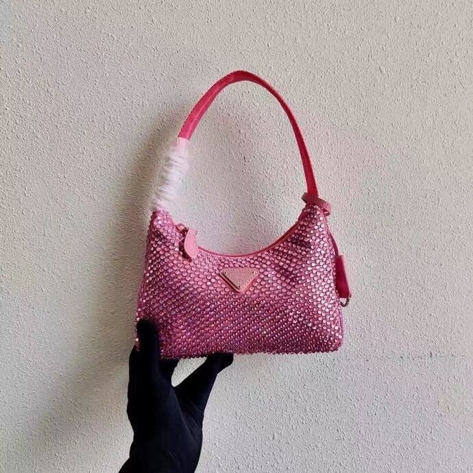 Prada Satin mini-bag with artificial crystals 1BE515Z pink