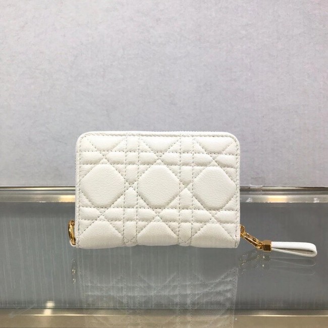 LADY DIOR LOTUS WALLET CANNAGE LAMBSKIN S502 white