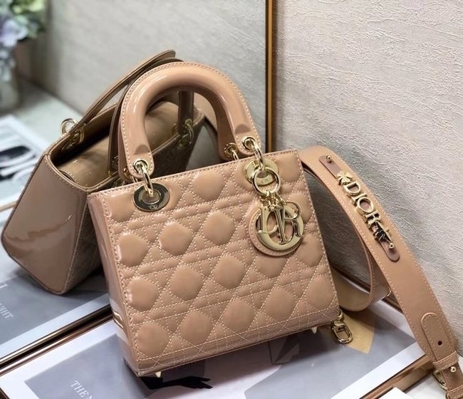 SMALL LADY DIOR BAG Beige Patent Calfskin M0531 Beige