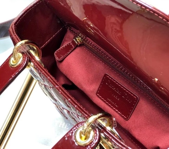 SMALL LADY DIOR BAG Red Patent Calfskin M0531 Wine