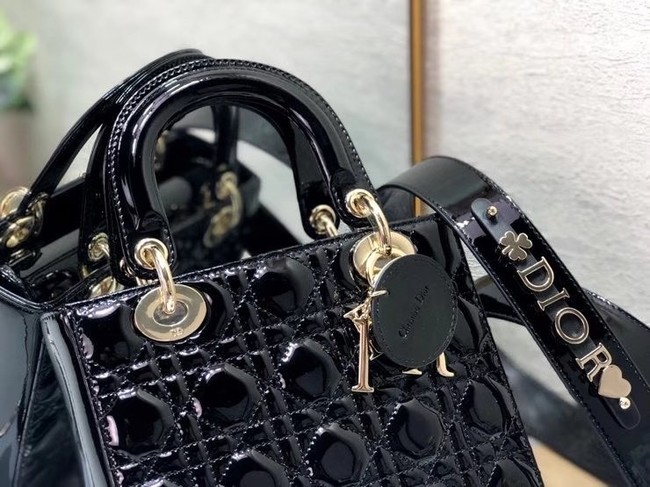 SMALL LADY DIOR BAG Black Patent Calfskin M0531 Black