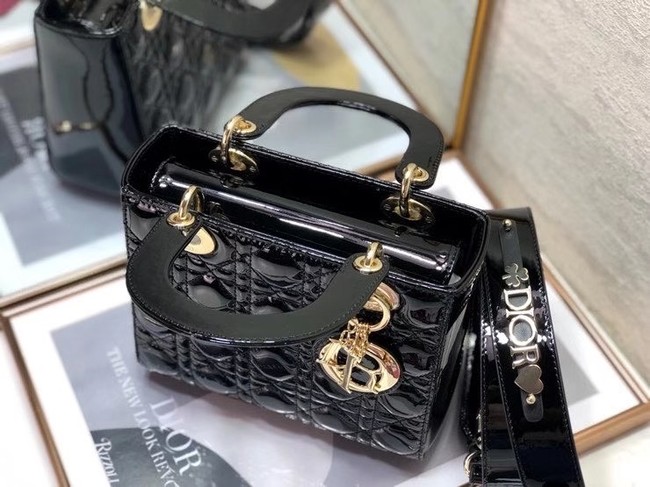 SMALL LADY DIOR BAG Black Patent Calfskin M0531 Black