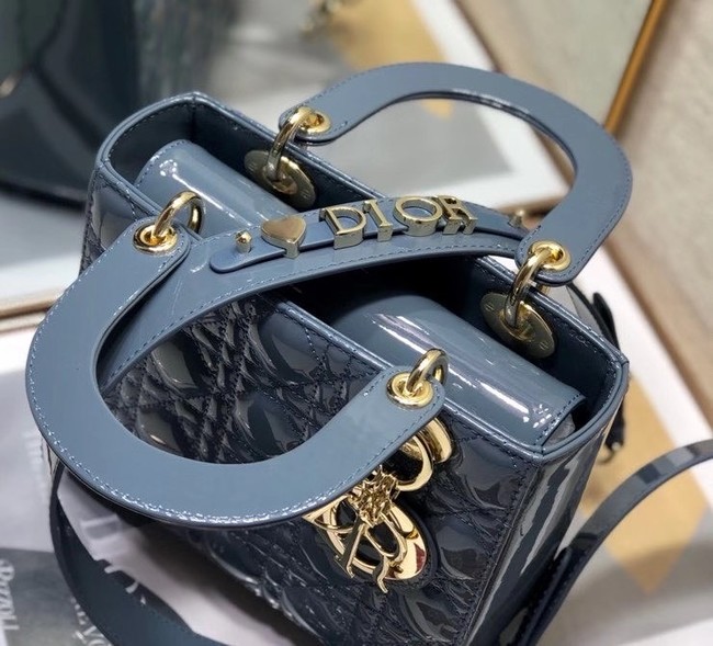 SMALL LADY DIOR BAG Blue Patent Calfskin M0531 Blue