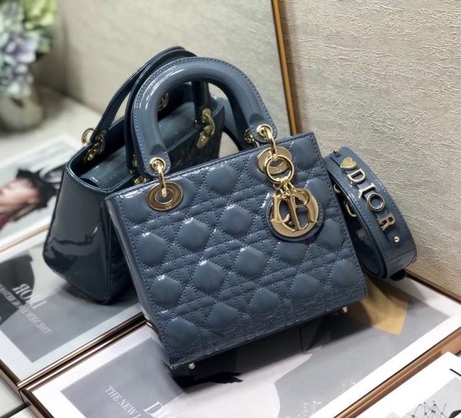 SMALL LADY DIOR BAG Blue Patent Calfskin M0531 Blue