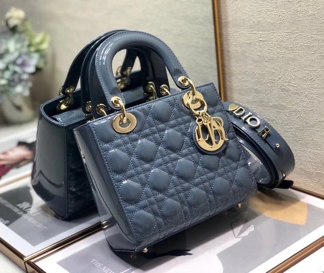 SMALL LADY DIOR BAG Blue Patent Calfskin M0531 Blue