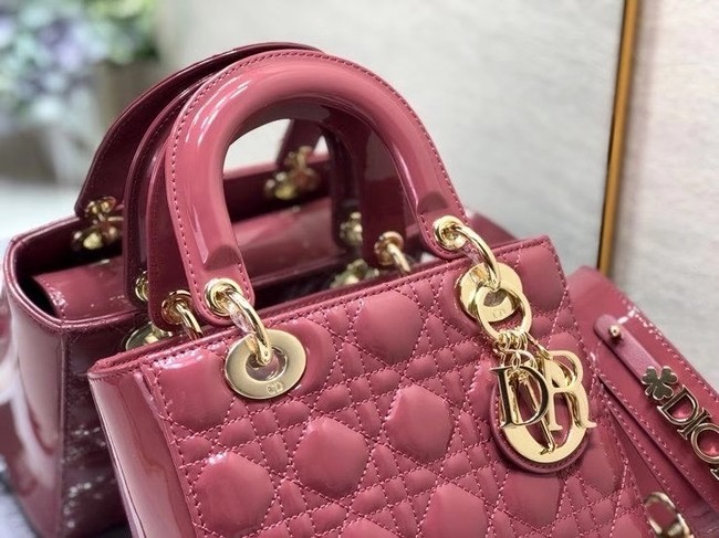 SMALL LADY DIOR BAG Red Patent Calfskin M0531 pink