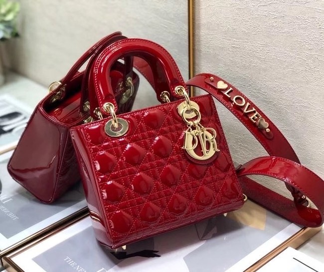 SMALL LADY DIOR BAG Red Patent Calfskin M0531 Red