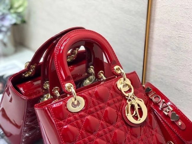 SMALL LADY DIOR BAG Red Patent Calfskin M0531 red