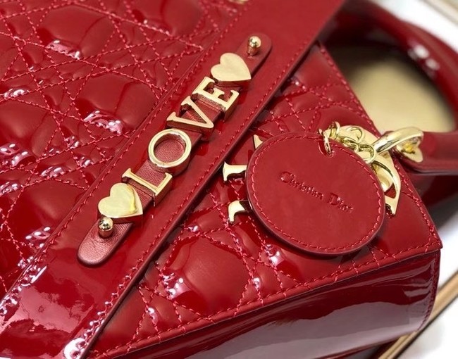 SMALL LADY DIOR BAG Red Patent Calfskin M0531 Red