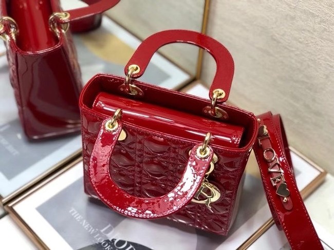 SMALL LADY DIOR BAG Red Patent Calfskin M0531 Red