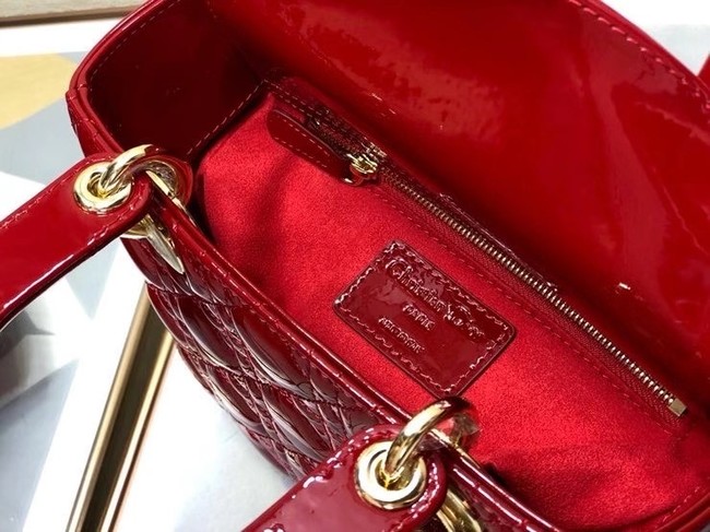 SMALL LADY DIOR BAG Red Patent Calfskin M0531 red