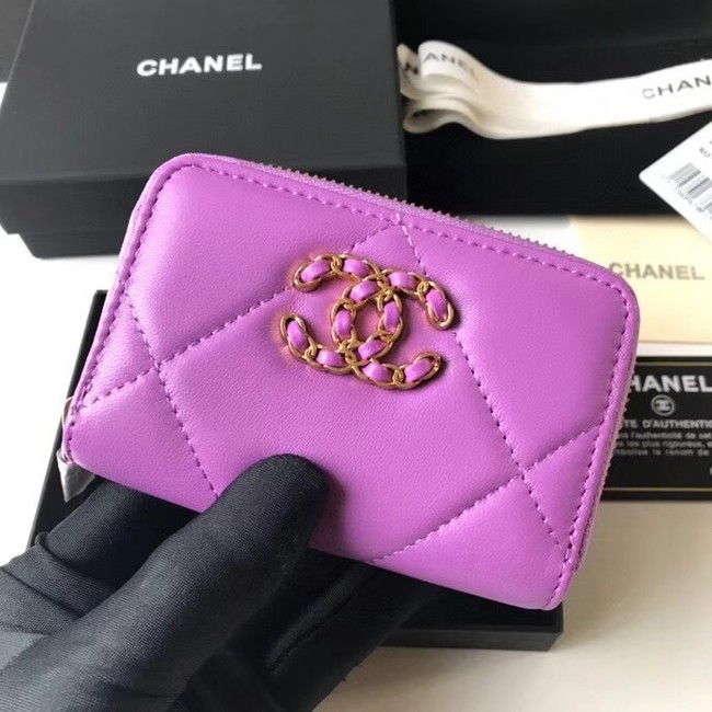 Chanel 19 Zip Card bag AP0949 Lavender