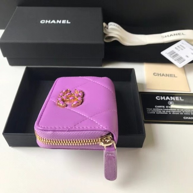 Chanel 19 Zip Card bag AP0949 Lavender