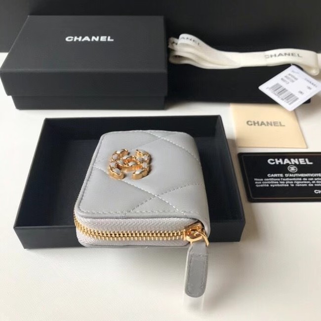 Chanel 19 Zip Card bag AP0949 grey