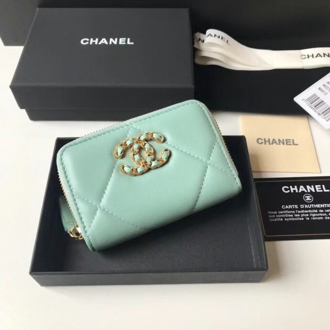 Chanel 19 Zip Card bag AP0949 light blue