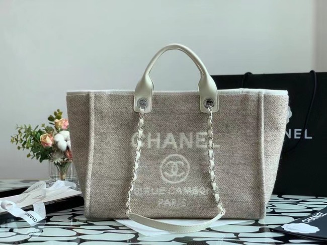 Chanel Canvas Tote Shopping Bag B66941 Cream