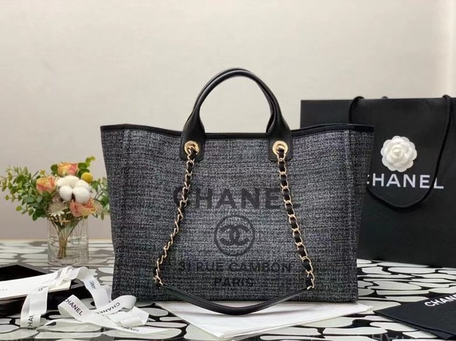 Chanel Canvas Tote Shopping Bag B66941 black