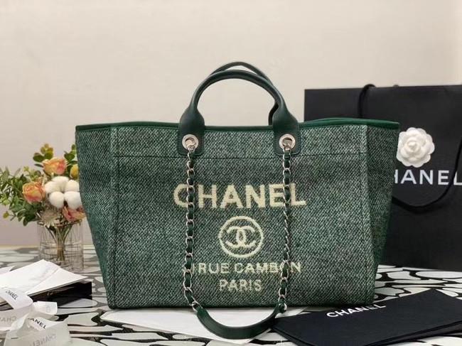 Chanel Canvas Tote Shopping Bag B66941 green