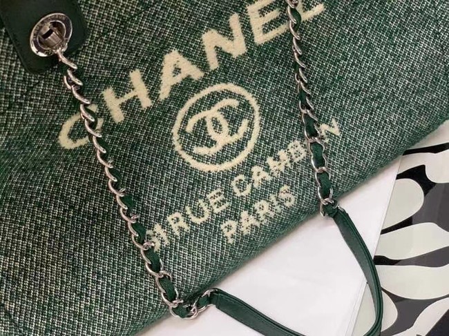 Chanel Canvas Tote Shopping Bag B66941 green