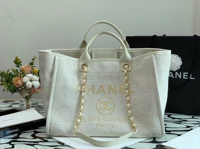 Chanel Canvas Tote Shopping Bag B66941 white