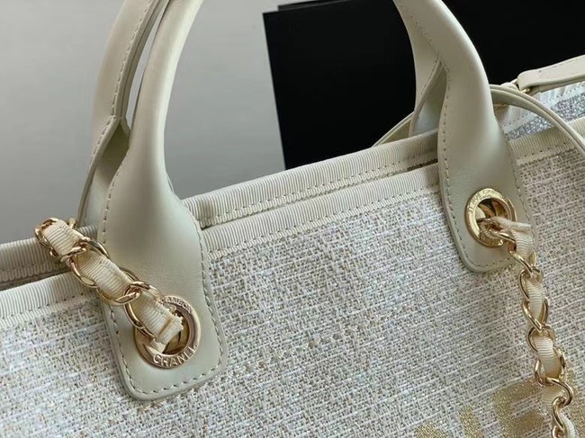 Chanel Canvas Tote Shopping Bag B66941 white