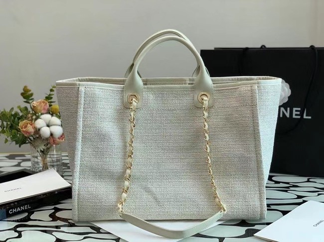 Chanel Canvas Tote Shopping Bag B66941 white