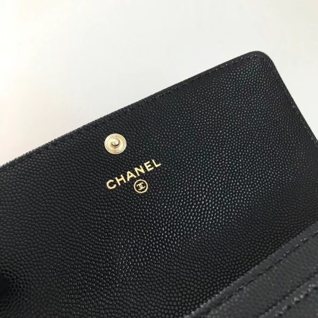 Chanel Calfskin Leather & Gold-Tone Metal Wallet AP2036 black