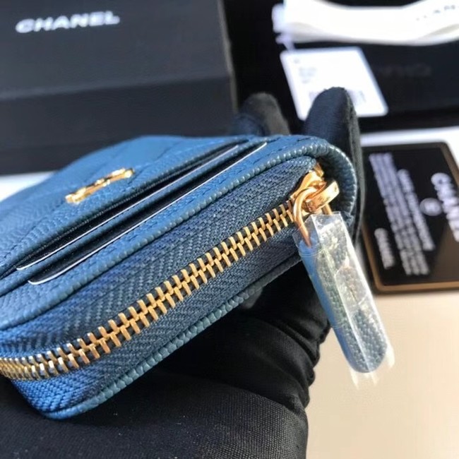 Chanel card holder Calfskin AP1650 blue