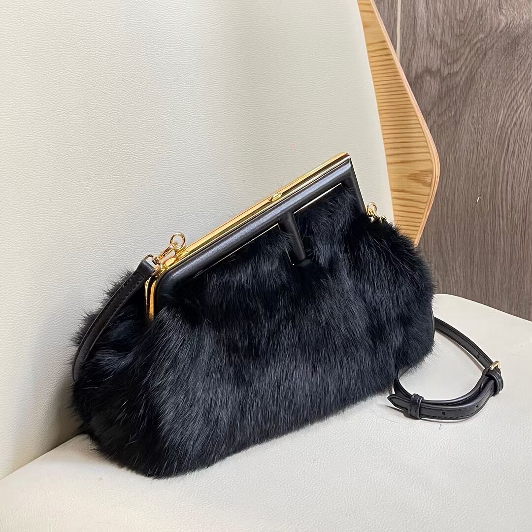 FENDI FIRST SMALL mink bag 8BP129A black